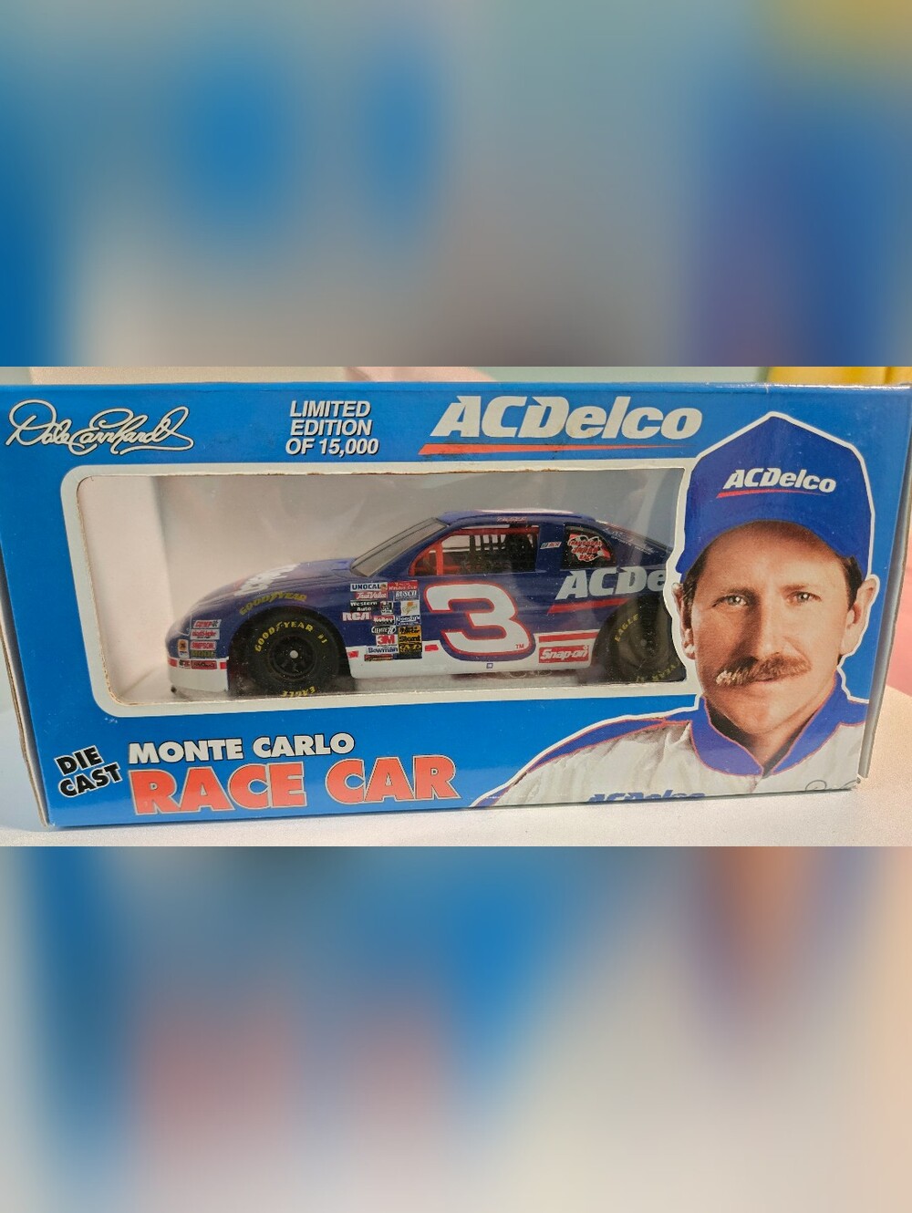 Blue & White No. 3 Die-Cast Race Car Toy